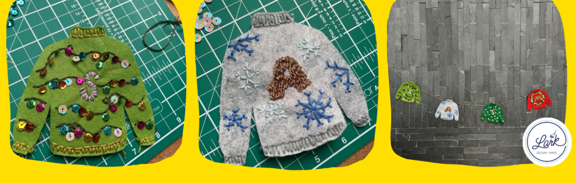 Felt embroidered Christmas jumper decoration
