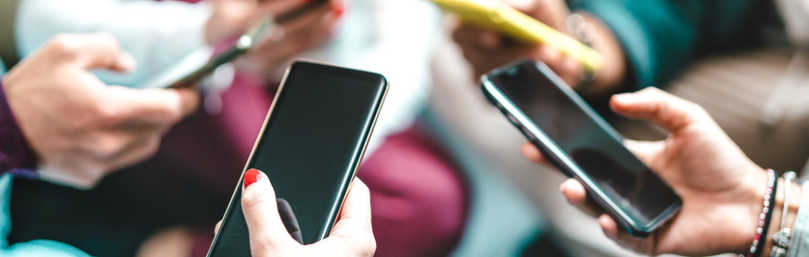 Young people using smartphones