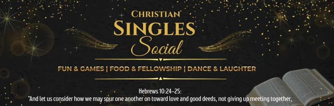 Black and Gold Christian Singles Social Header image with glittery sparkles