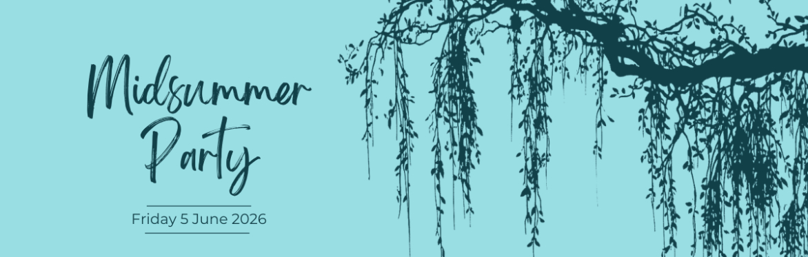 Weeping Willow Tree Branch with Midsummer Party Logo and 5 June date details