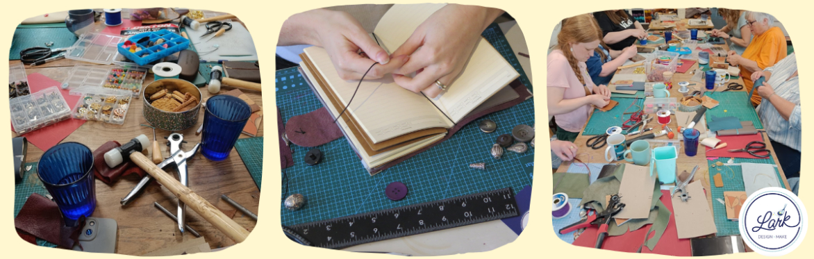 Leather Journal Making Workshop - make a full size and mini journal