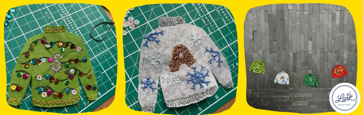 Felt embroidered Christmas jumper decoration