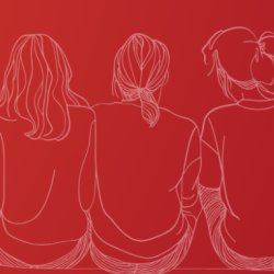 an outline of three people sitting together with their backs to the viewer