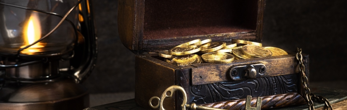 Magical money box with ancient key