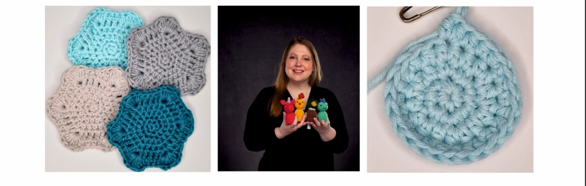 Amigurumi for Beginners - crochet face scrubbies with Made in the Button Room