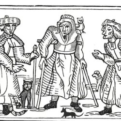 A Medieval Woodcut of Three Witches