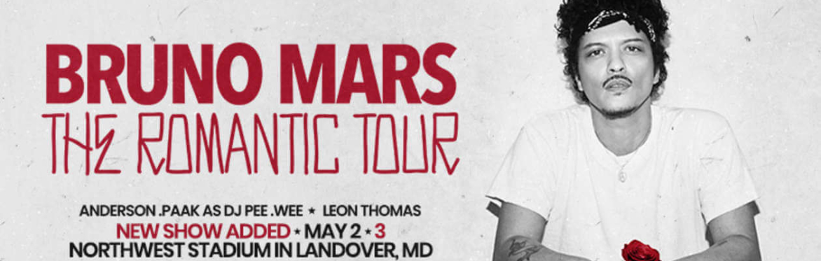 Bruno Mars Romantic🌹Round-Trip Shuttle (Chinatown DC) to Northwest Stadium