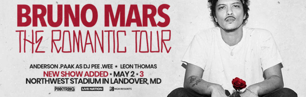 Bruno Mars🌹Romantic Round-Trip Shuttle (Silver Spring, MD) to Northwest Stadium
