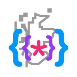 The Prewired logo, an asterisk inside of two sets of curly braces overlaid on a pixelated map of Scotland