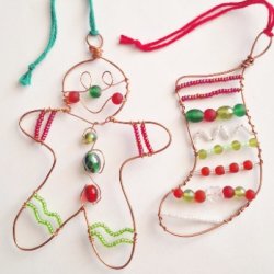 Craft Social - Wire Beaded Gingerbread man & Stocking Xmas decorations
