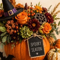 pumpkin with flowers