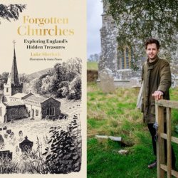 book cover with church and photograph of man standing outside an old church