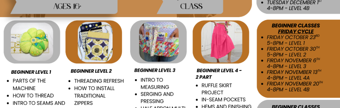 Beginner Sewing - Saturday Level 3