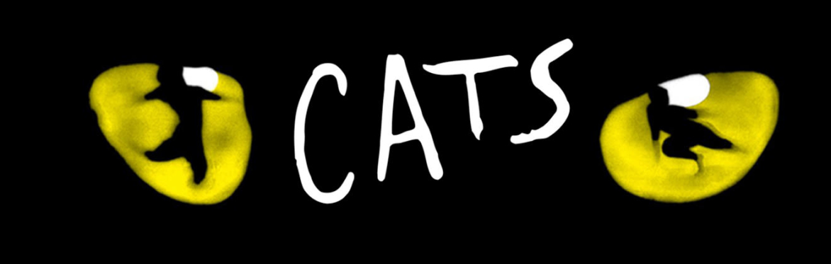 White "CATS" logo on a black background with yellow cat eyes