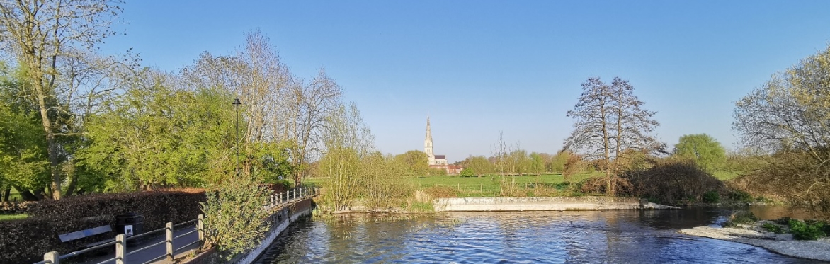 View of Salisbury Cathedral from Rose Cottage, Harnham Water Meadows Trust