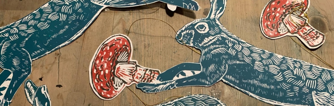 Festive garland block printing workshop with Lydia Duncan