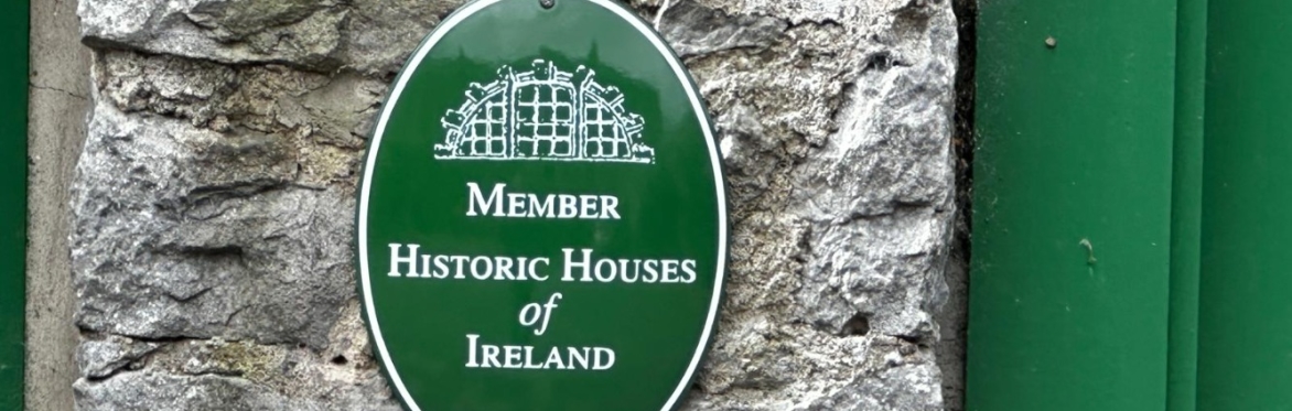 Image of Historic Houses of Ireland Member Plaque affixed to the wall beside front door of Thornfield House in Co. Limerick