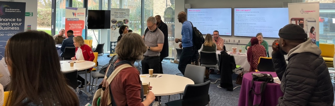 Social Investment Funding Fair February 2025 visitors meting stallholders at Brookfield campus