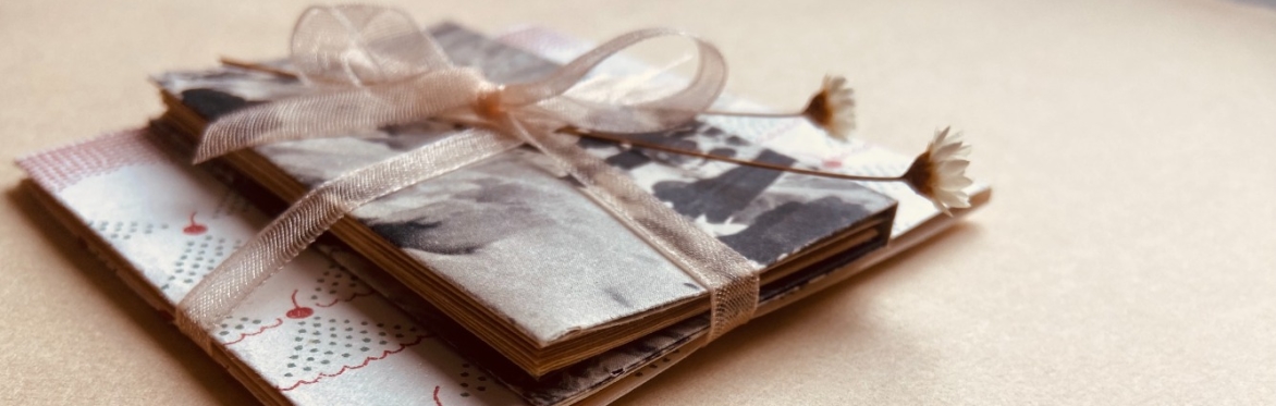 Made in east lothian workshop image bookbinding tiny handmade book for sketching, notes and secrets