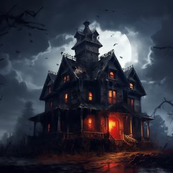 haunted house in the moonlight
