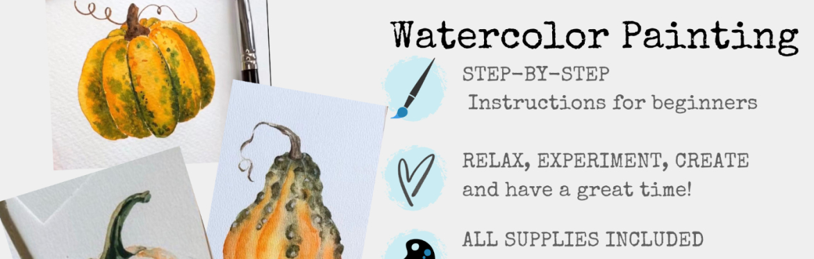 Watercolor for Beginners "Pumpkins and Gourd"
