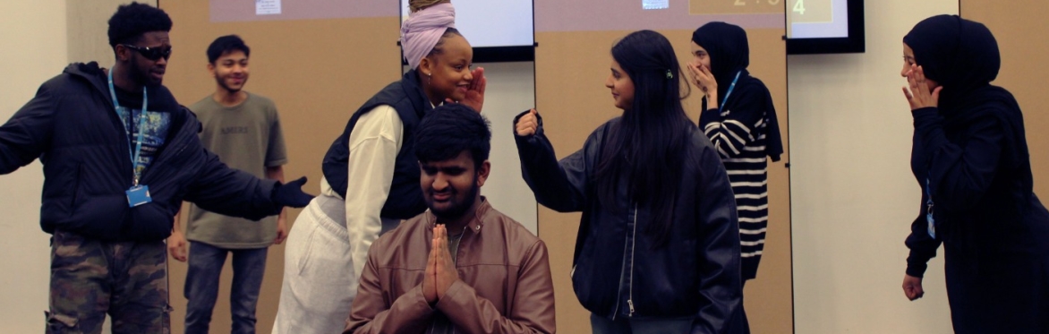 Image of students practicing Hamlet