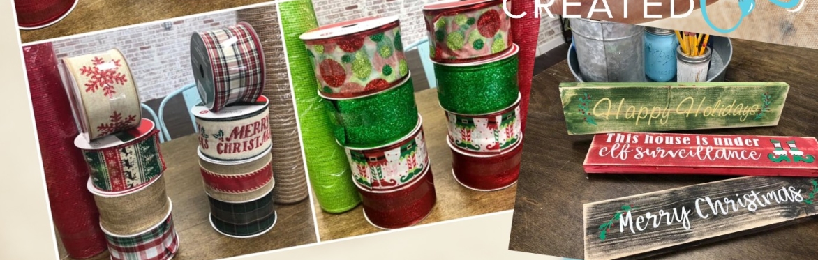 Large Holiday Ribbon Wreath and Mini Wooden Sign Workshop