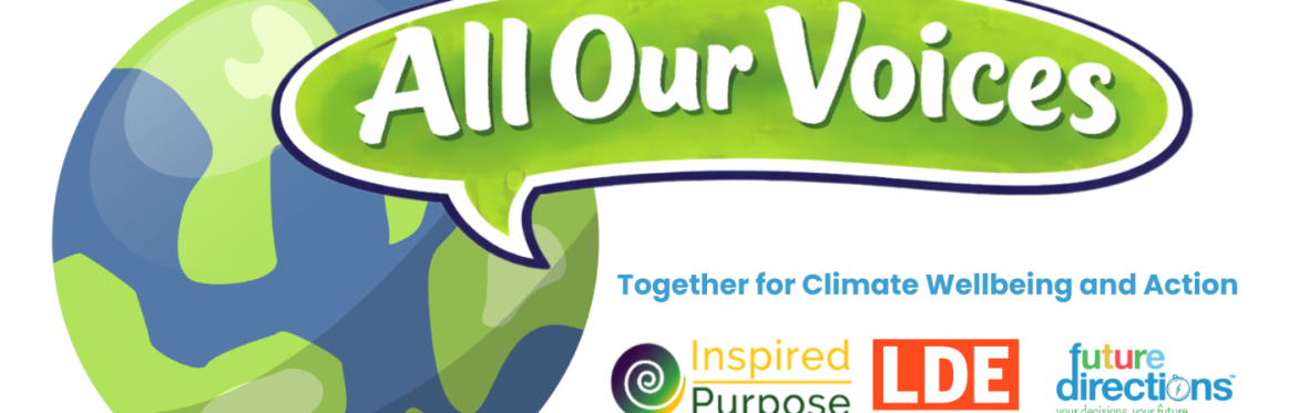 Decorative logo for all our voices including image of the earth