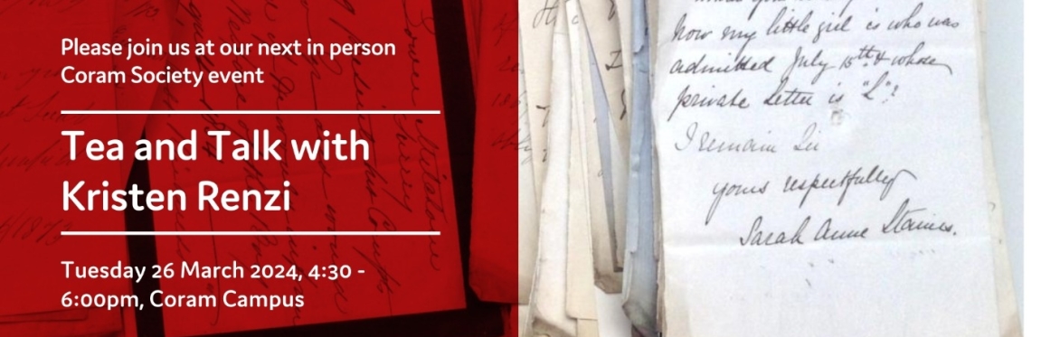 Tea and Talk with Kristen Renzi and Carol Harris (IN PERSON)