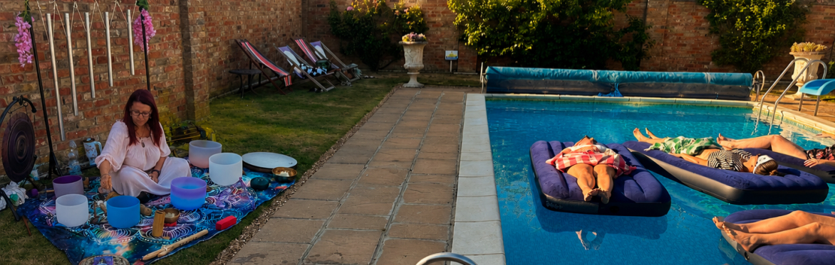 Sunset Floating Sound Bath Experience - Lots Bridge Farmhouse Pool, Three Holes, Upwell
