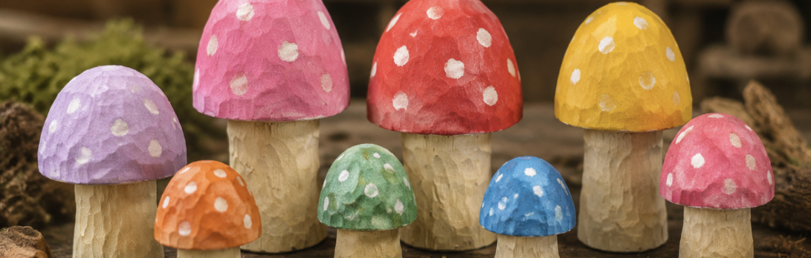 Introductory To Woodcarving - Miniature Mushrooms