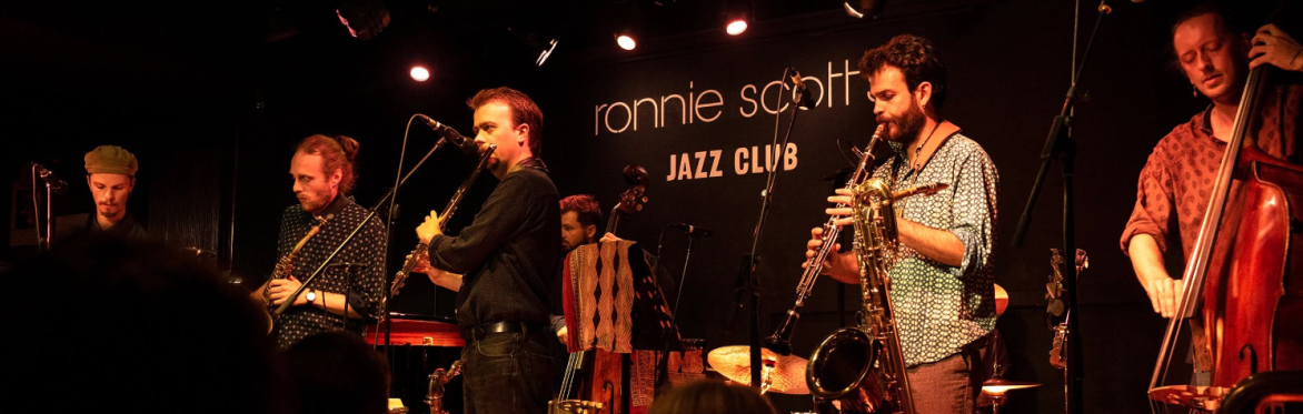 Members of Ancient Infinity Orchestra performing recently at Ronnie Scott's Jazz Club