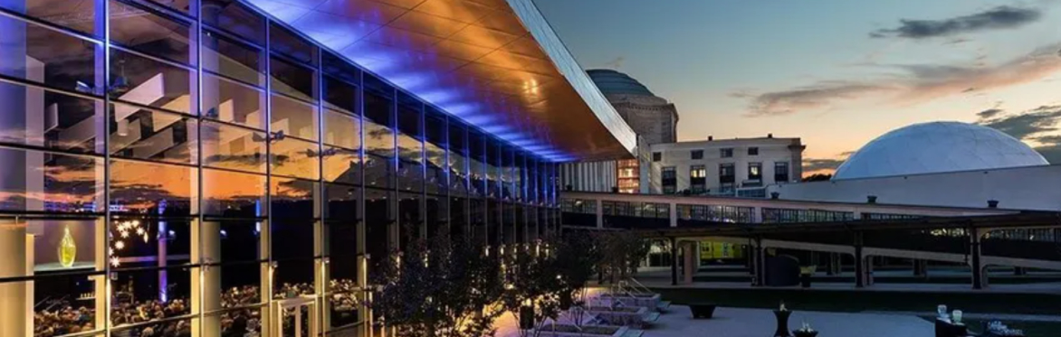 Dewey Gottwald Center at sunset.