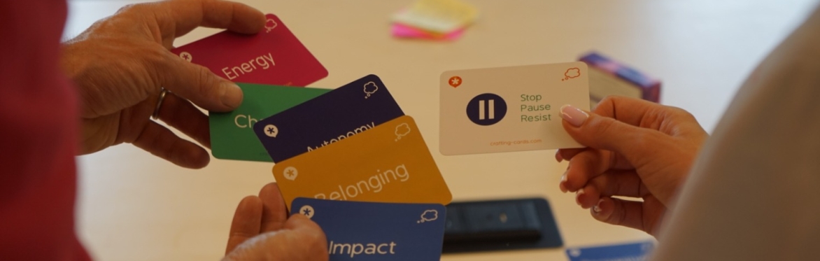 A photo of the Crafting Cards being used.