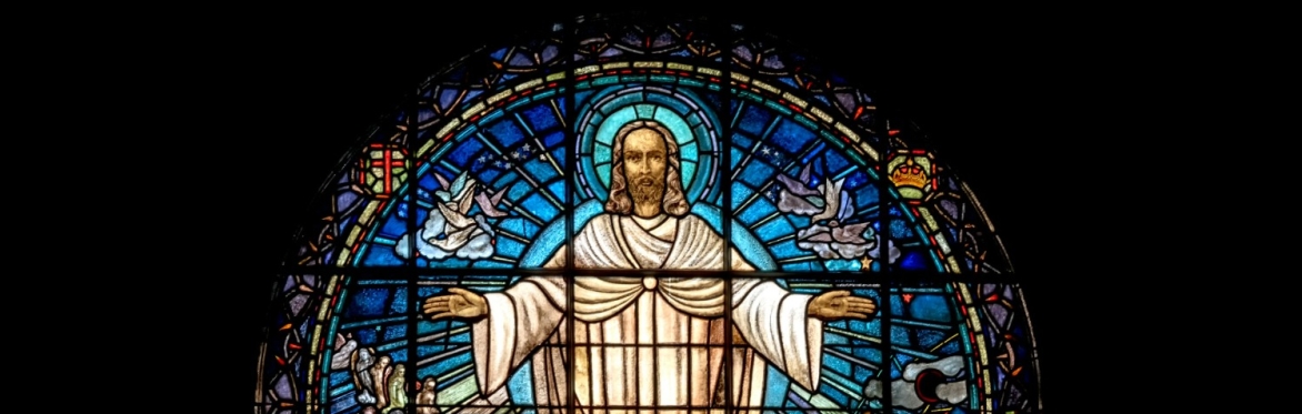 Image of Jesus Christ in a  Stained glass window