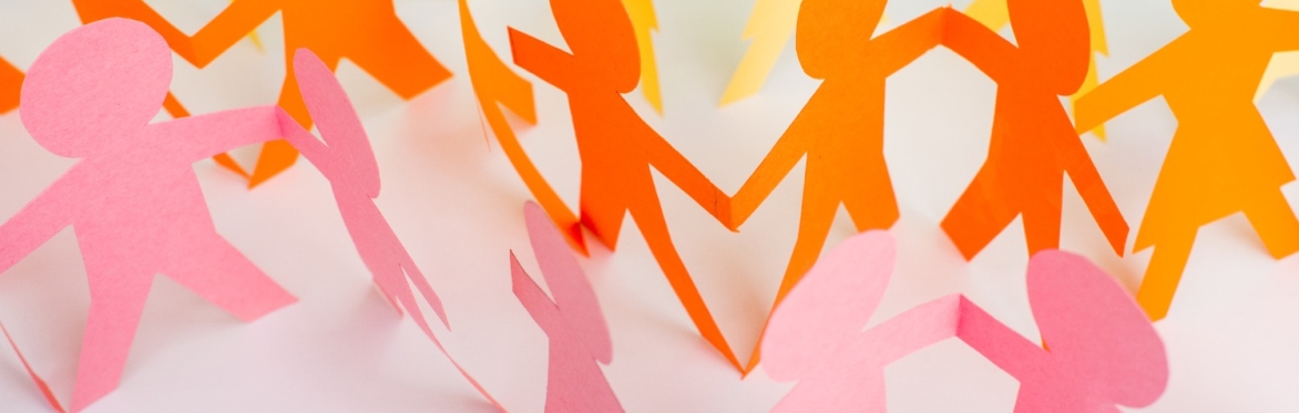 Paper cut out children indicating human rights