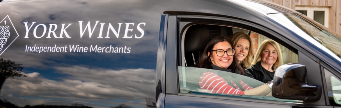Team members in the York Wines van