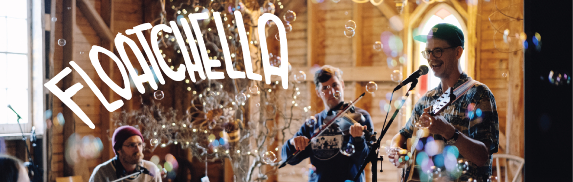 The Latest Scheme trio playing in a sea of bubbles