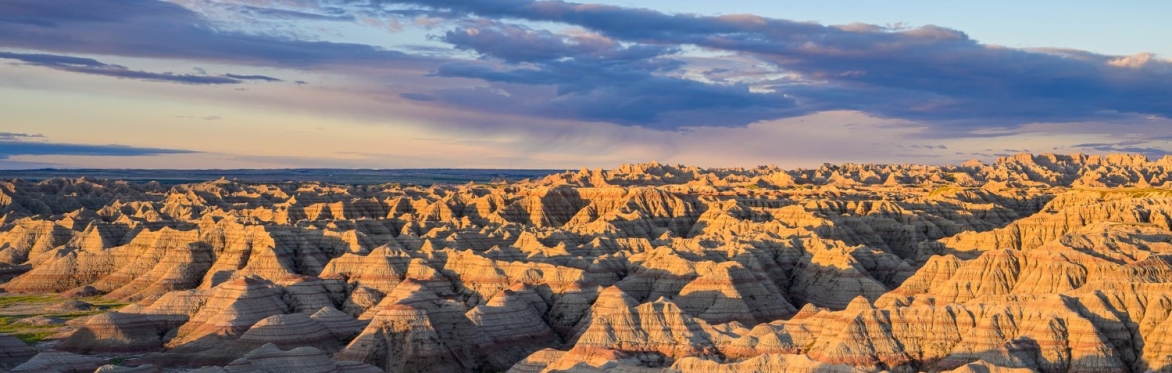 Badlands National Park at sunrise.