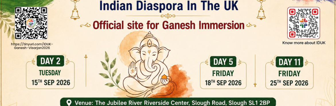 Ganesh Visarjan 2026 Official Site at Slough Jubilee River By IDUK Group