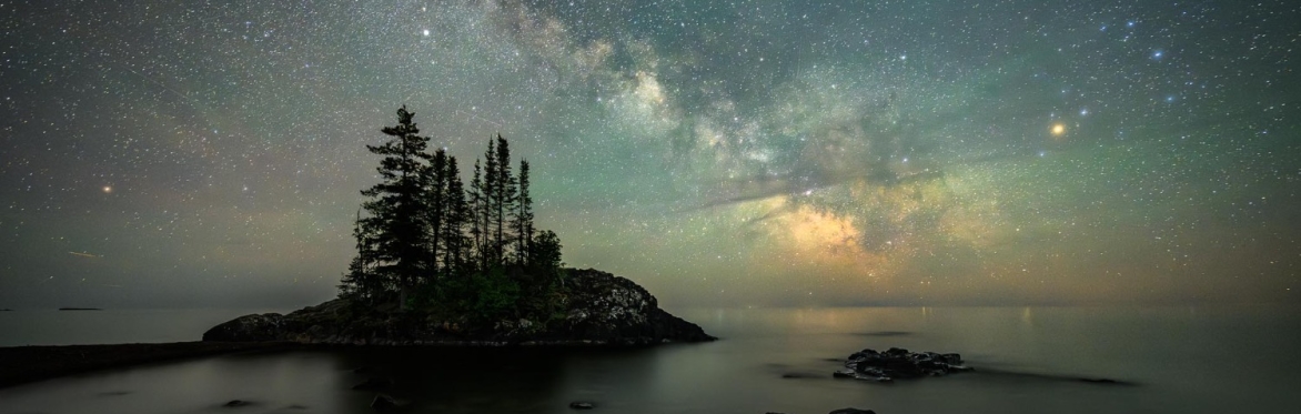 The Milky Way over a small island on Lake Superior.