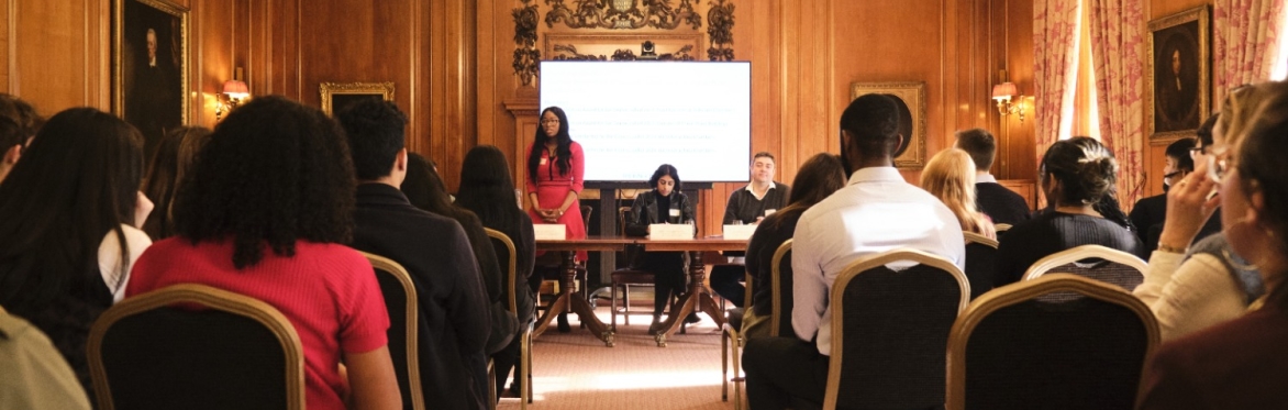Photograph of a panel discussion at the Inner Temple