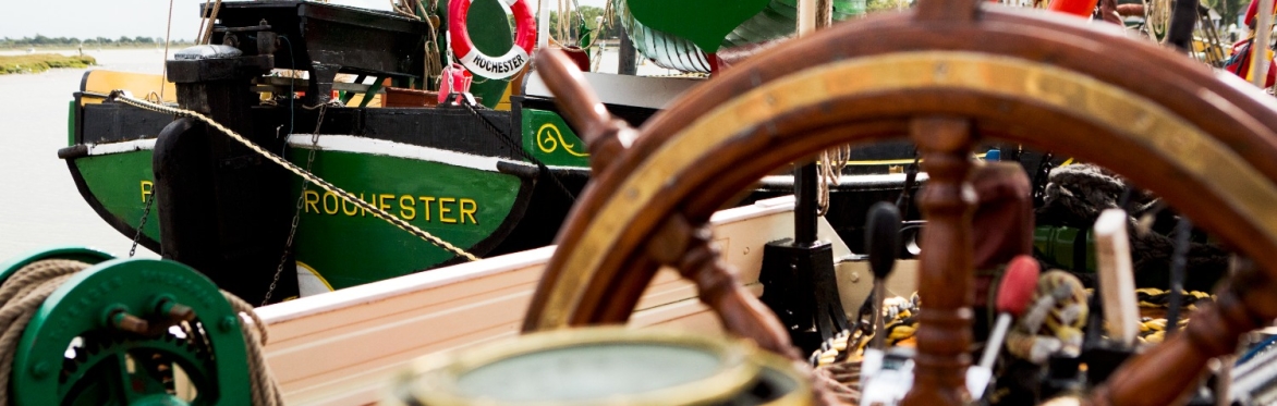 Picture of a Thames sailing barge ships wheel