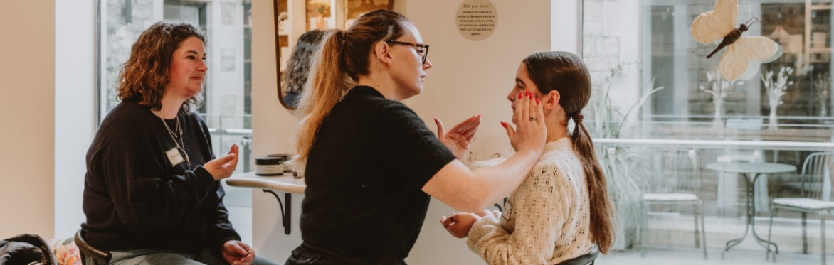 Mum and daughter connecting while daugher enjoys facial