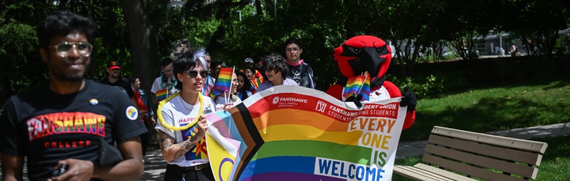 A pride-themed march or walk celebrating inclusivity.
