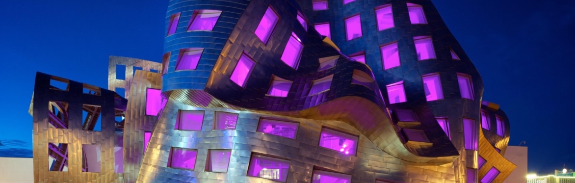 Keep Memory Alive Event Center in Las Vegas, featuring Frank Gehry’s distinctive sculptural architecture.