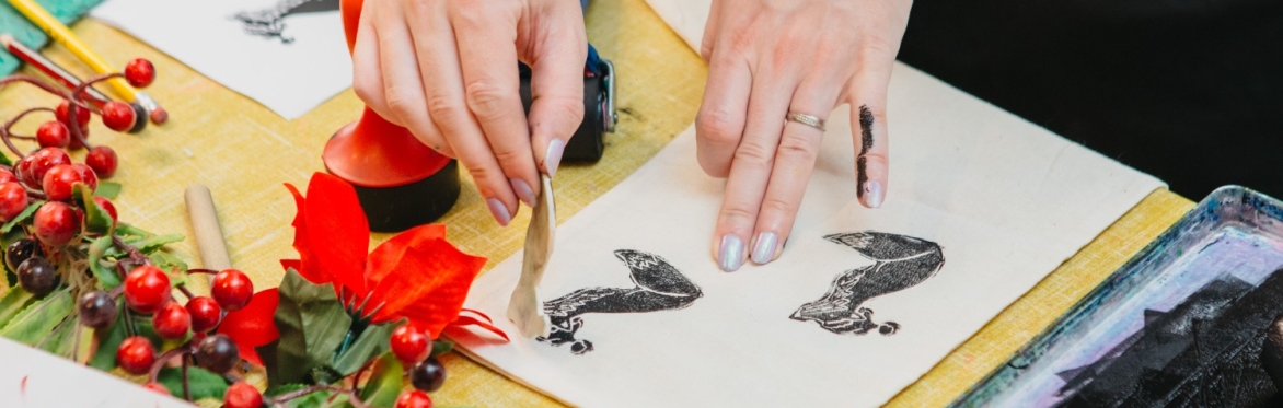 Lino Print Your Own Christmas Stocking