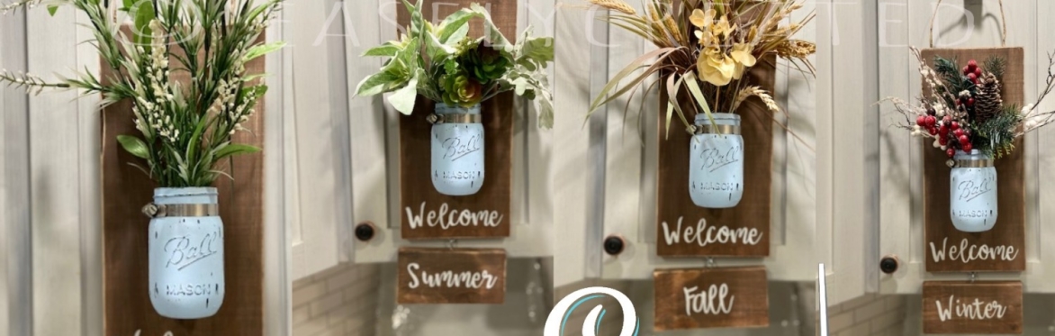 Interchangeable 4 Season Mason Jar Flower Holder Hanger