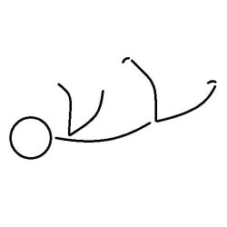 A simple stick figure, drawing in MS Paint, falling