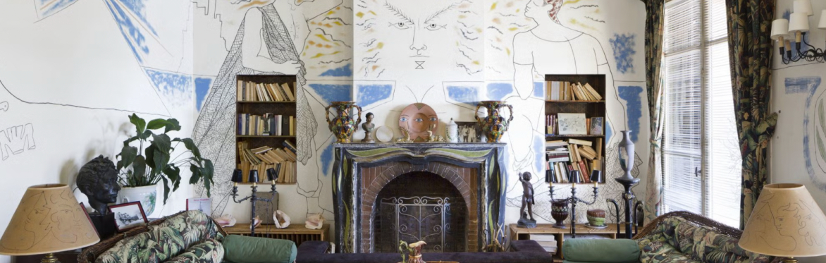 Jean Cocteau’s so called ‘tattoos’ in the interior of the Villa Santo Sospir, Cap Ferrat